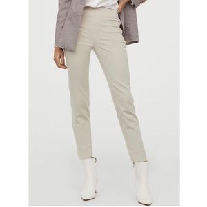 High waisted slim fit light beige pants